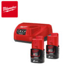Dvije baterije za aku uređaje 2.0Ah sa punjačem C12 C Milwaukee M12 NRG-202 4933459209