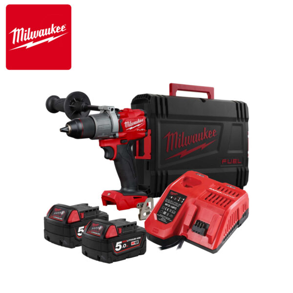 Aku udarna bušilica Milwaukee M18 FPD2-502X 4933464264 sa dvije 5Ah baterije i punjačem u HD koferu 18V 135Nm
