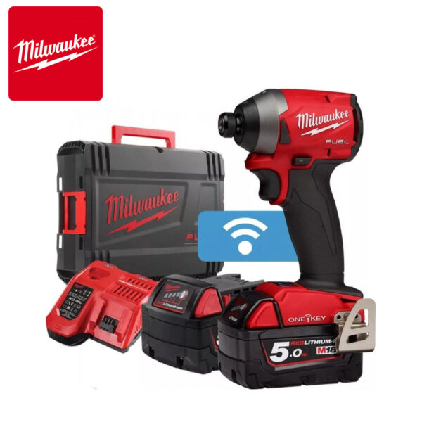 Aku udarni odvijač Milwaukee M18 ONEID2-502X 4933464091 sa dvije 5Ah baterije i punjačem u HD koferu OneKey 1/4'' 18V 226Nm