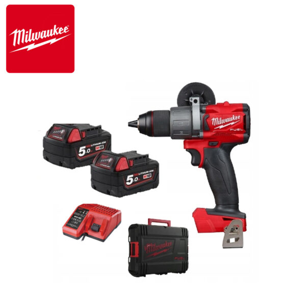 Aku bušilica-odvijač Milwaukee M18 FDD2-502X 4933464267 sa dvije 5Ah baterije i punjačem u koferu 18V 135Nm