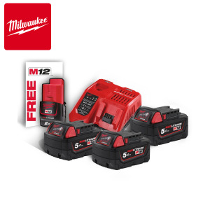 Set četiri baterije za aku uređaje i brzi punjač M12-18 FC Milwaukee M18 NRG-503 4933451423