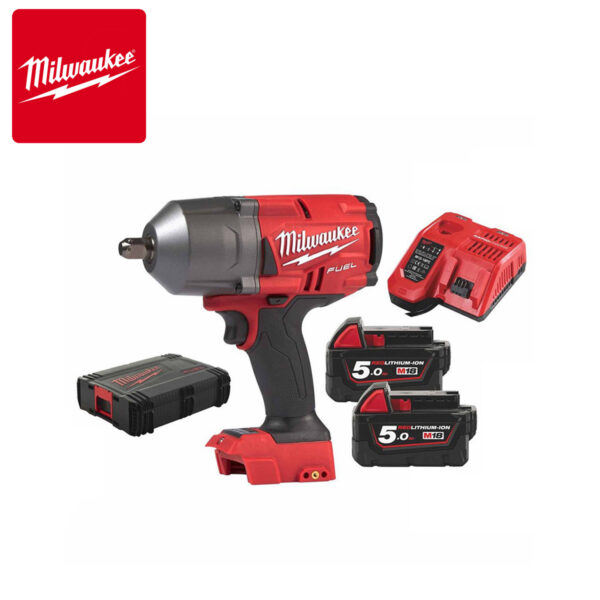 Aku udarni odvijač Milwaukee M18 FHIWP12-502X 4933459693 sa držačem igle sa dvije 5Ah baterije i punjačem u HD koferu 18V 1017Nm