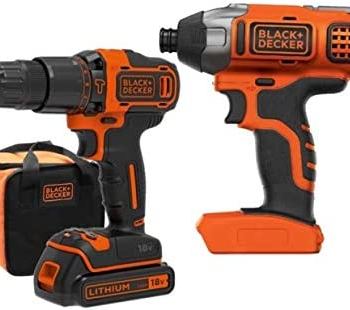 Aku set - udarna bušilica i udarni odvijač Black+Decker BCK21S1S 18V sa 1.5Ah baterijom i punjačem u torbi