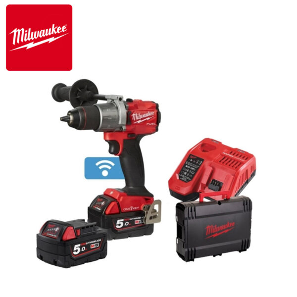 Aku bušilica - odvijač Milwaukee M18 ONEDD2-502X 4933464525 sa dvije 5Ah baterije i punjačem u HD koferu 18V 135Nm