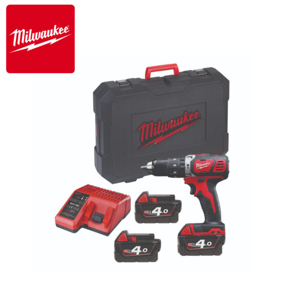 Aku udarna bušilica Milwaukee M18 BPD-403C 4933448360 sa tri 4Ah baterije i punjačem u koferu 18V 60Nm