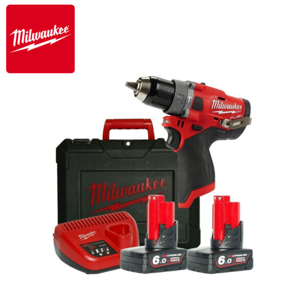 Aku udarna bušilica Milwaukee M12 FPD-602X 4933459806 sa dvije 6Ah baterije i punjačem u koferu 12V 44Nm