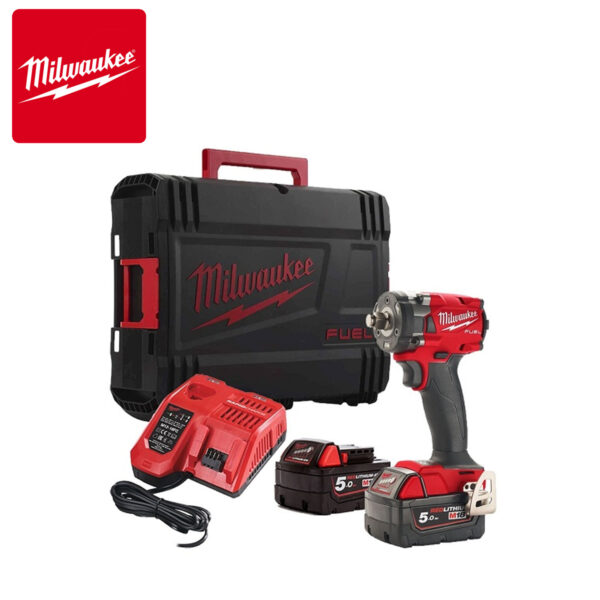 Aku udarni odvijač Milwaukee M18 FIW2F12-502X 4933478444 sa frikcionim prstenom dvije 5Ah baterije i punjačem u HD koferu 18V 339Nm