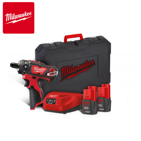 Aku odvijač-zavrtač Milwaukee M12 BD-202C 4933441900 12V 30Nm sa dvije 2Ah baterije i punjačem u koferu