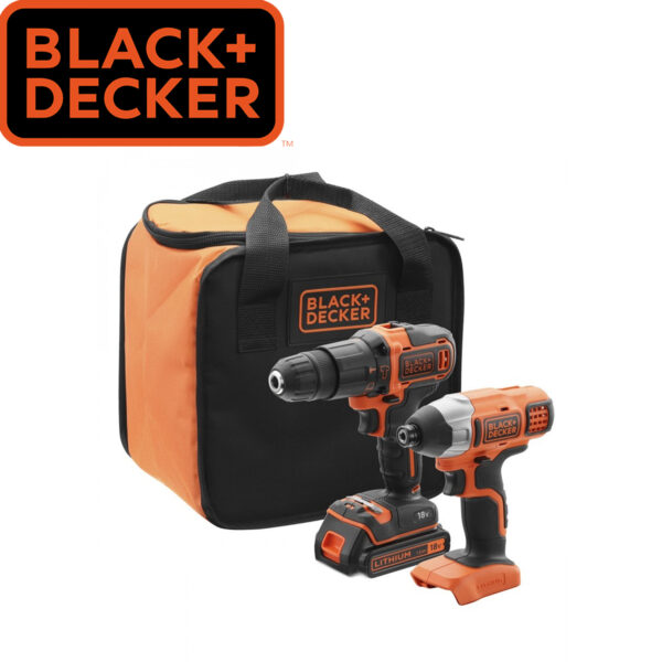 Aku set - udarna bušilica i udarni odvijač Black+Decker BCK21S1S 18V sa 1.5Ah baterijom i punjačem u torbi