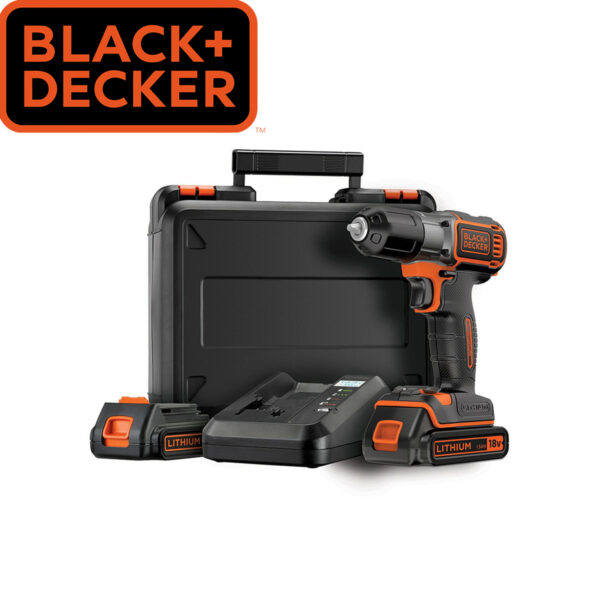 Aku bušilica - odvijač Black+Decker ASD18KB sa dvije 1.5Ah baterije i punjačem u koferu