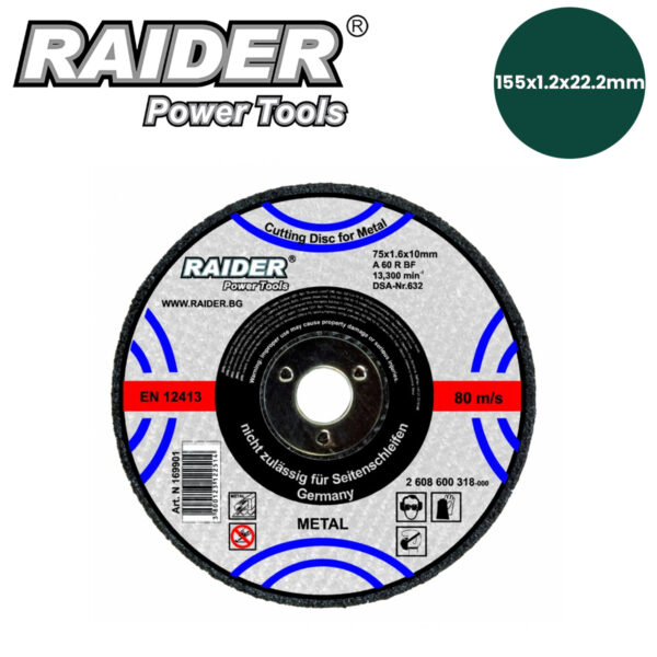 Rezna ploča za brusilice za metal Raider 160116 125x1.2x22.2mm