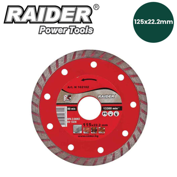 Dijamantska rezna ploča za brusilice Raider 162105 125x22.2mm