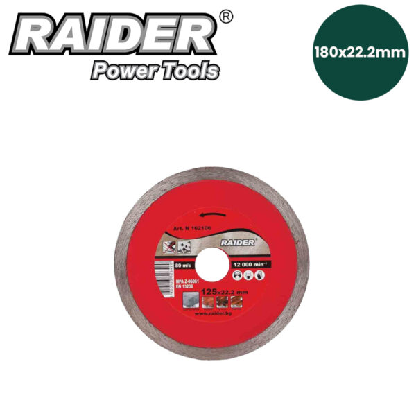 Dijamantska rezna ploča za brusilice za mokro rezanje Raider 162109 180x22.2mm
