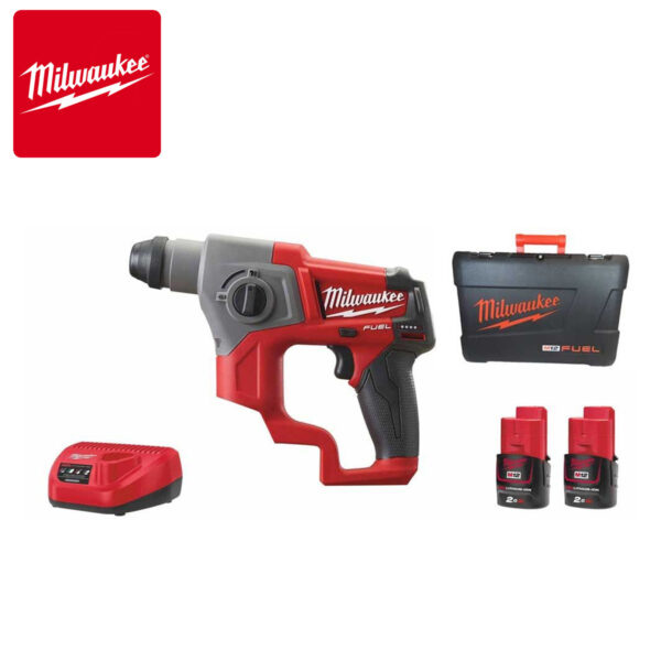 Aku udarna bušilica Milwaukee M12 CH-202C 4933441997 sa dvije 2Ah baterije i punjačem u koferu SDS-Plus 12V