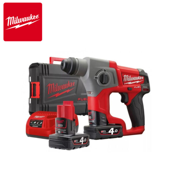 Aku udarna bušilica Milwaukee M12 CH-402X 4933446049 sa dvije 4Ah baterije i punjačem u HD koferu 12V