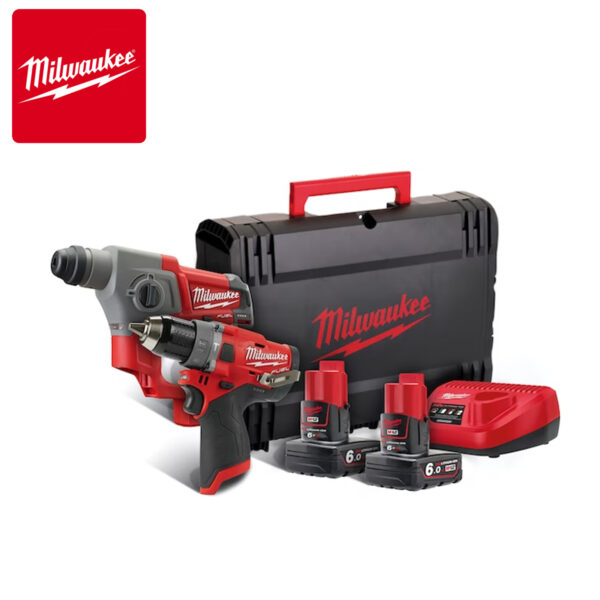 Aku set - dvije udarne bušilice Milwaukee M12 FPP2B-602X 4933459813 sa dvije 6Ah baterije i punjačem u HD koferu