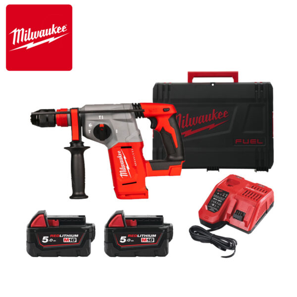 Aku udarna bušilica Milwaukee M18 BLHX-502X 4933478892 SDS-Plus sa dvije 5Ah baterije i punjačem u HD koferu 26mm 18V