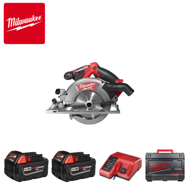Aku ručna kružna pila - cirkular - za drvo i plastiku Milwaukee M18CCS55-502X 4933451376 sa 2 5.0Ah baterije i punjačem u koferu