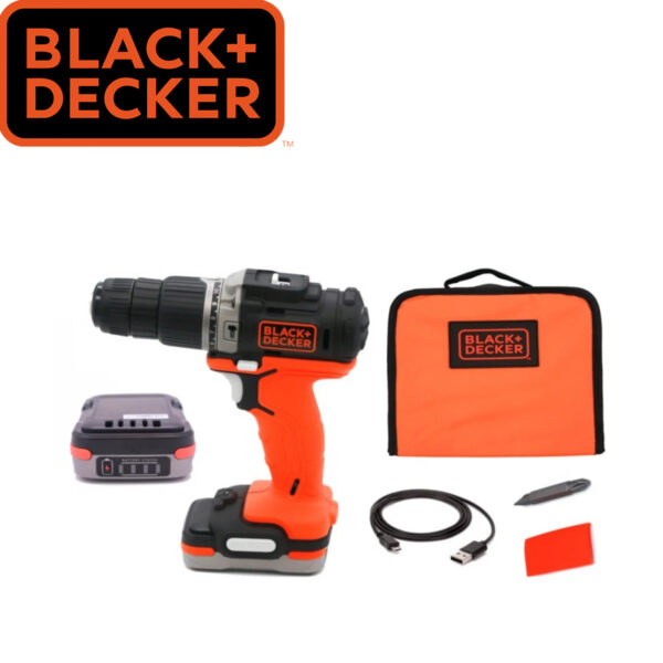 Aku udarna bušilica Black+Decker BDCHD12S1 12V sa 1.5Ah baterijom i kablom u torbi