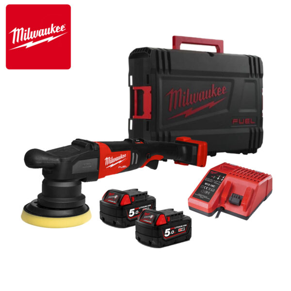 Aku brusilica za poliranje - polirka Milwaukee M18 FROP21-502X 4933478837 150mm 18V sa dvije 5Ah baterije i punjačem u HD koferu