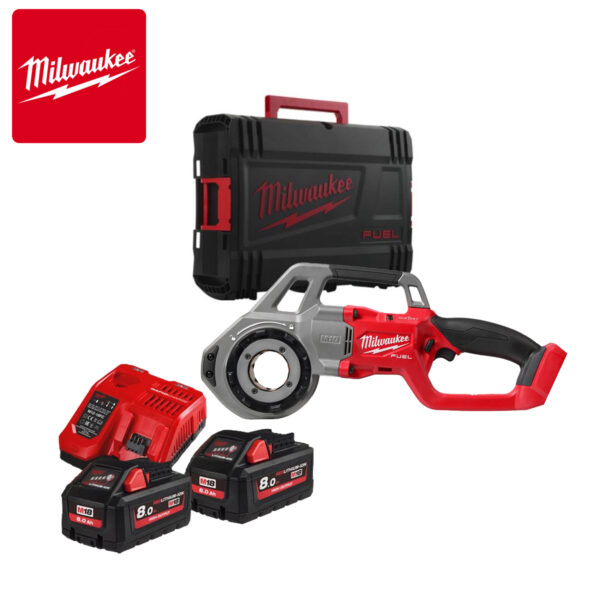 Aku urezivač navoja za cijevi Milwaukee M18 FPT114-802C 4933479420 1 ¼″ 18V sa dvije 8Ah baterije i punjačem u koferu