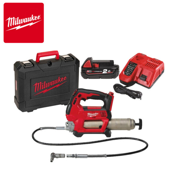 Aku pištolj za mast - mazalica - za podmazivanje Milwaukee M18 GG-201C 4933440490 18V sa 2Ah baterijom i punjčem u koferu