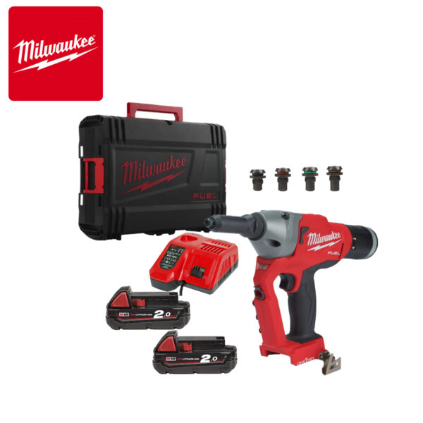 Aku pištolj za pop nitne Milwaukee M18 ONEFPRT-202X 18V sa dvije 2Ah baterije i punjačem u koferu 4933478602