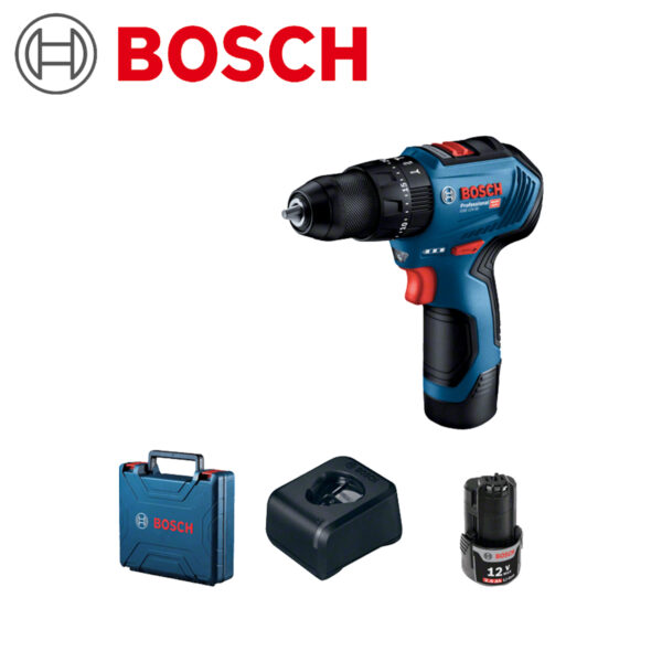 Aku udarna bušilica Bosch GSB 06019G9100 12V-30 30Nm u koferu sa 2 baterije 2.0Ah i brzim punjačem