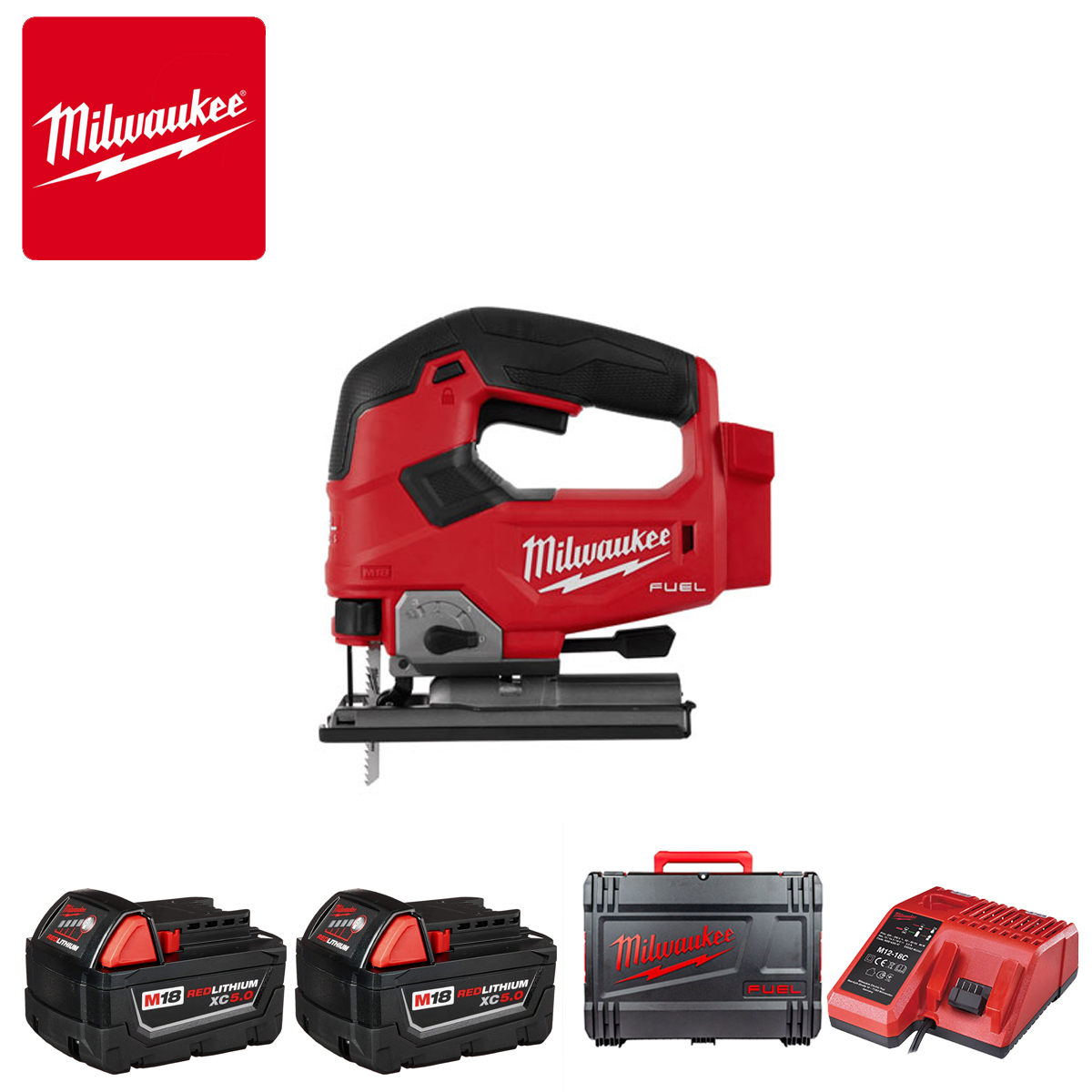 AKU Ubodna pila - testera sa gornjom ručkom Milwaukee M18FJS-502X 4933464727 Aku ubodna pila Milwaukee M18FJS-502X sa 2 baterije 5.0Ah i punjačem u koferu 4933464727