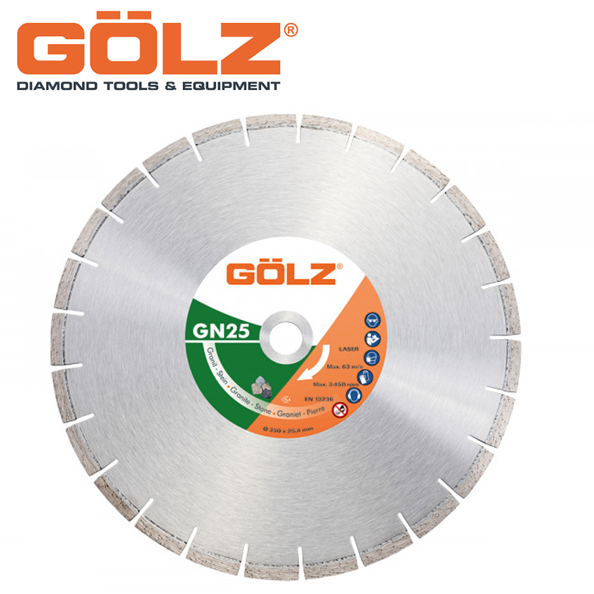 Dijamantska rezna ploča za granit - kamen - mermer 350 mm GOLZ GN25 350 Dijamantska rezna ploča za granit - kamen - mermer GOLZ GN25 350 350mm