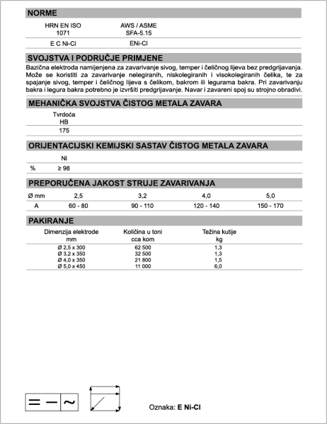 Premium žica za varenje – zavarivanje EZ-NIKALJ 10 FI 2.5 ELEKTRODA ZAGREB
