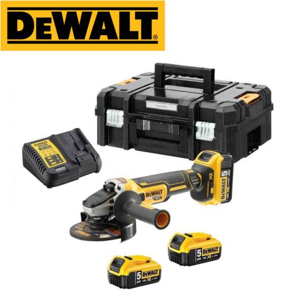 Aku ugaona - kutna brusilica DeWalt 18V 125mm sa tri 5Ah baterije i punjačem DCG405P3