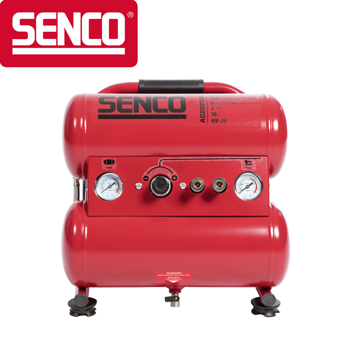 Električni monofazni kompresor Senco AFN0037EU AC20216BL 1.5kW 16l 9bar Električni monofazni kompresor Senco AFN0037EU AC20216BL 1.5kW 16l 9bar