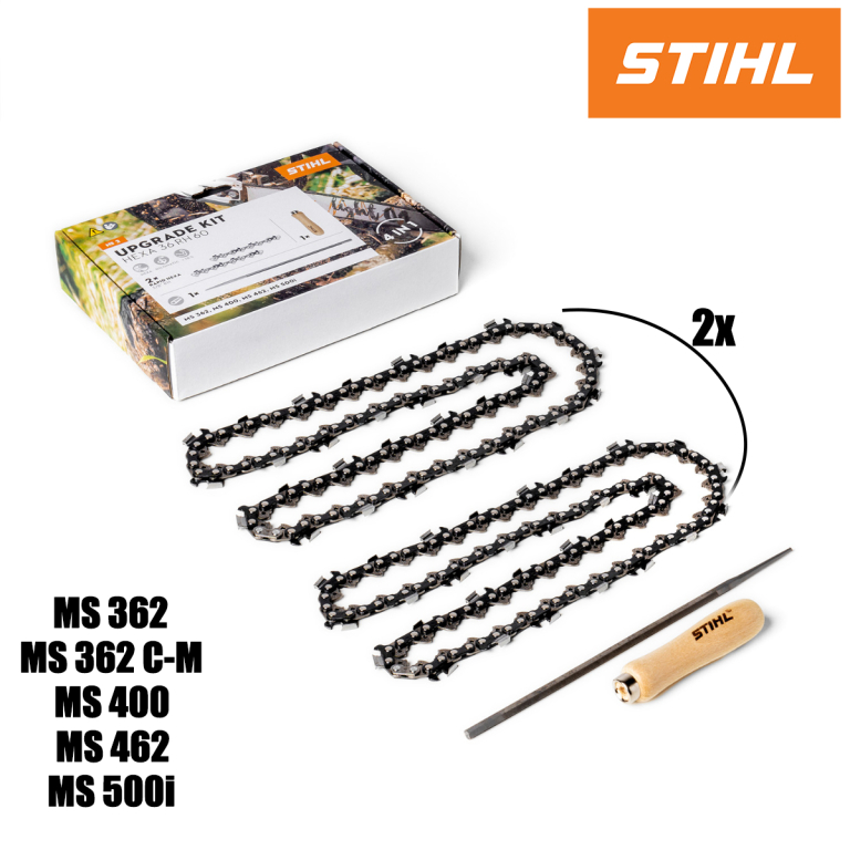 HEXA set 3 - 2x lanac za motorne pile 3/8" RAPID HEXA 36 RH 66 1.6mm 45cm + set za oštrenje 36RH66 STIHL