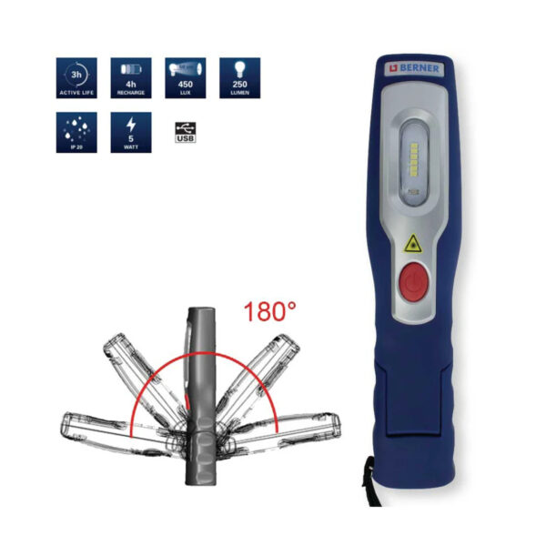 Aku ručna baterijska lampa Berner DuoLux Bright 350lm