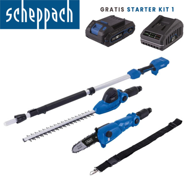 Aku višenamjenski-multifunkcijski vrtni alat 2u1 Scheppach C-PHTS410-XS2 20V IXES sa baterijom 2.0Ah i punjačem 2.4A