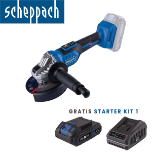 Aku ugaona-kutna brusilica Scheppach BC-AG125-XS2 Brushless 20V IXES 125mm sa baterijom 2.0Ah i punjačem 2.4A