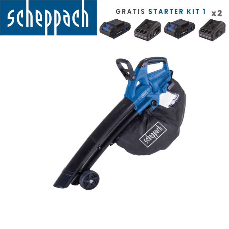 Aku puhač-duvač - usisivač lišća Scheppach BC-BLV720-XS2 2x20V IXES Brushless sa 2 baterije 2.0Ah i 2 punjača 2.4A