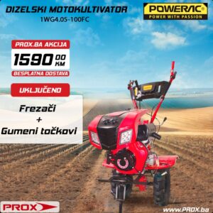 Dizelski motokultivator Powerac 1WG4.05-100FC 5.5KS
