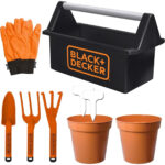 Igračka za djecu – BLACK+DECKER SGH013-BD dječija kutija s alatom za vrtlarenje 8-dijelni set