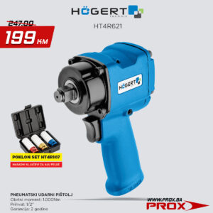 Pneumatski udarni pištolj Hoegert HT4R621 1/2” 1000Nm sa nasadnim ključevima
