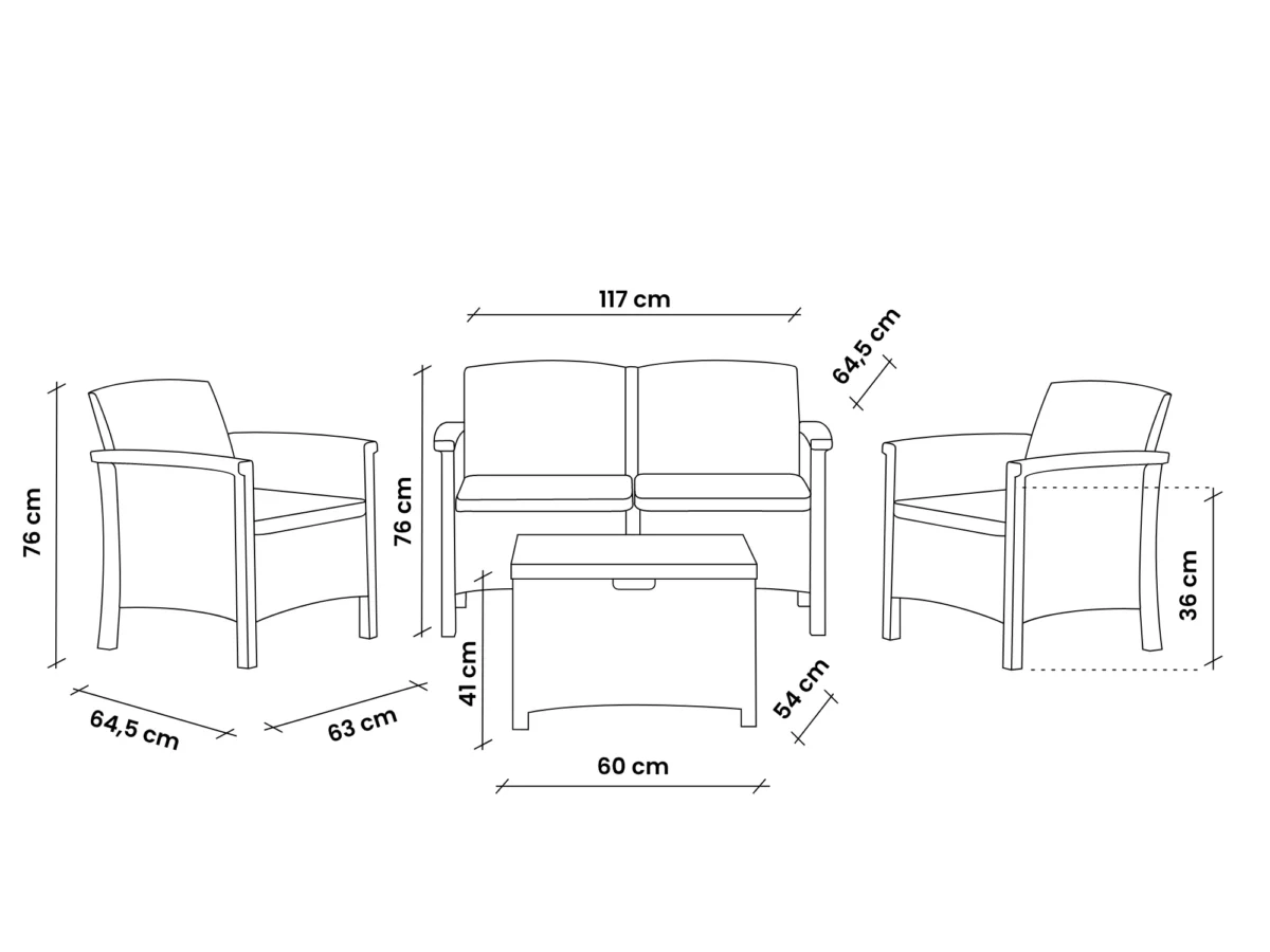 Baštenski set od ratana - bijeli Bica Venezia 2 9167-W