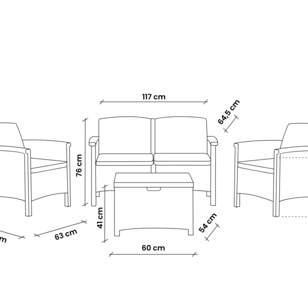 Baštenski set od ratana - bijeli Bica Venezia 2 9167-W