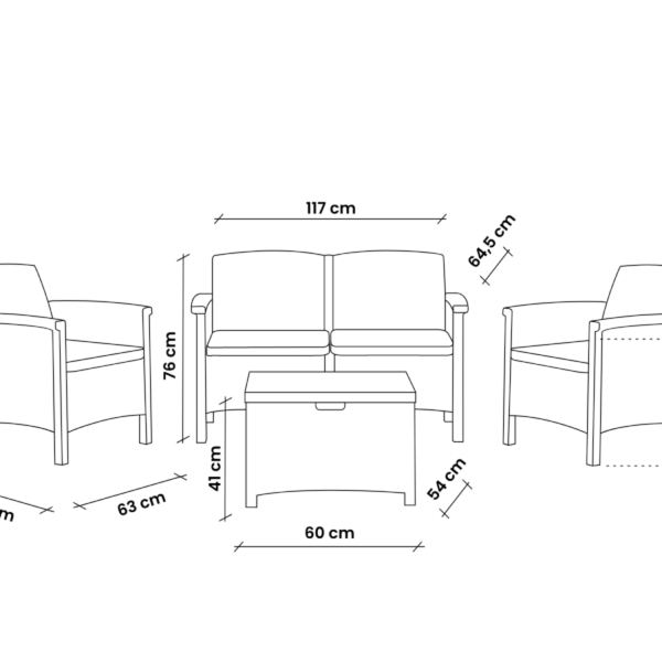 Baštenski set od ratana - sivi Bica Venezia 2 9167-G