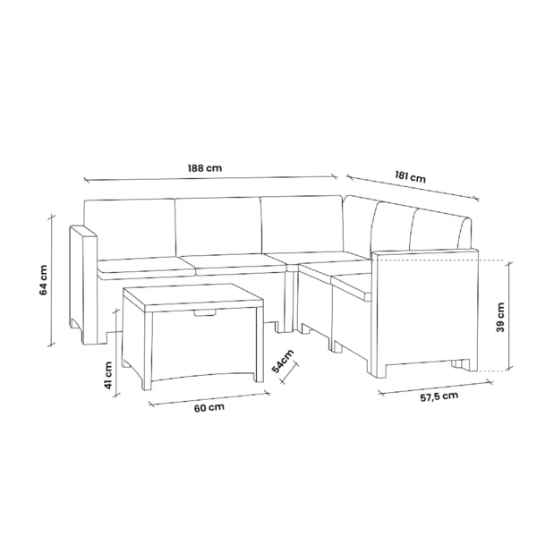 Baštenski set od ratana – bijeli Bica Nebraska Corner 9075-W