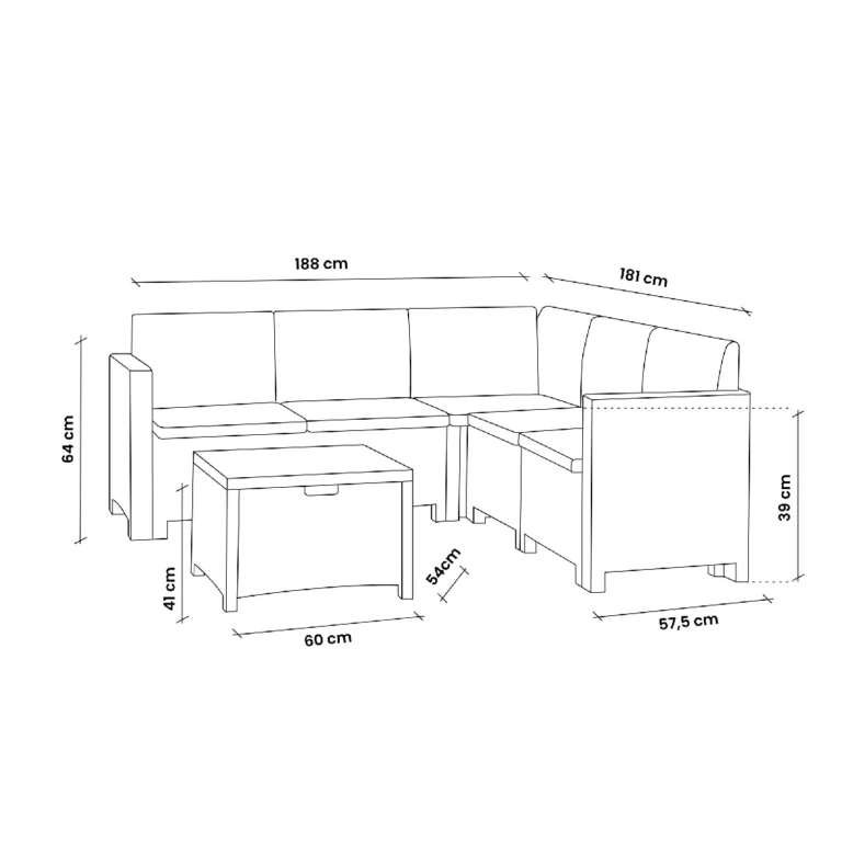Baštenski set od ratana – bijeli Bica Nebraska Corner 9075-W