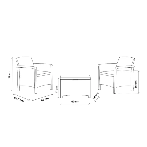 Baštenski set od ratana - bijeli Bica Venezia Terrace 9173-W