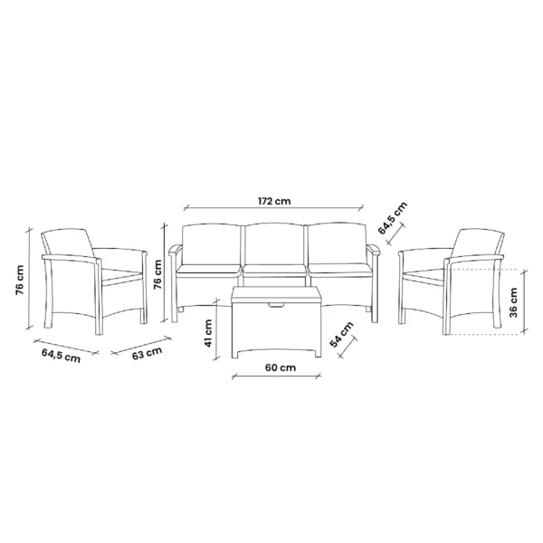 Baštenski set od ratana - smeđi Bica Venezia 3 9168-S