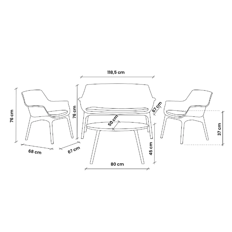 Luxor Lounge Set garnitura - siva Bica 9077-G