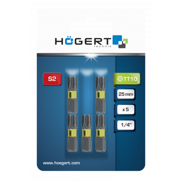 Torx bit za električne odvijače Hoegert HT1S135 TT10 1/4" S2 25mm 5 kom